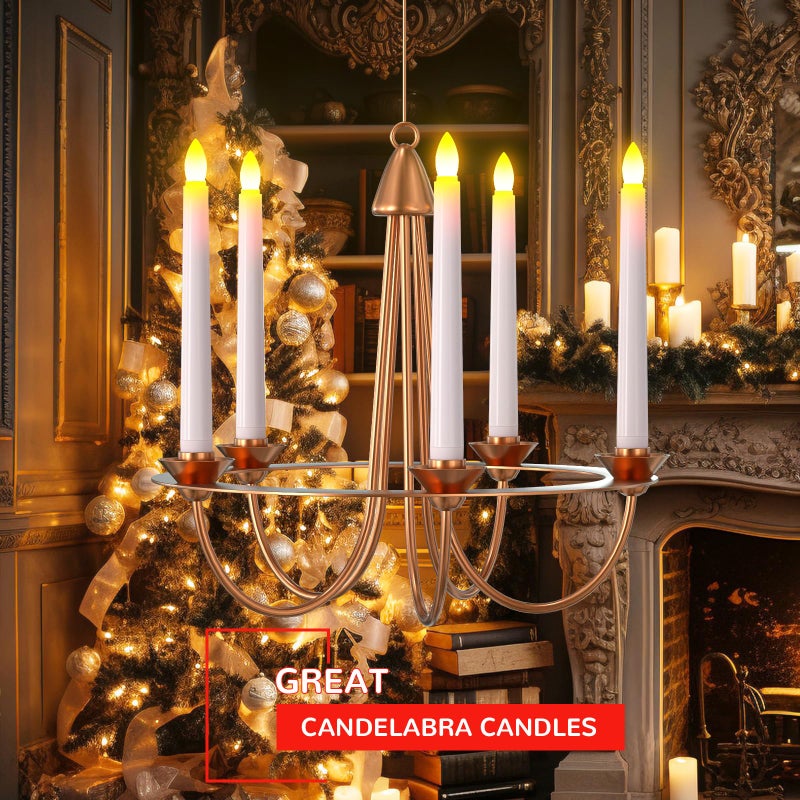 PChero Window Candles with Remote Timer, 6 Packs 7.9" Battery Operated Flameless LED Taper Candles Lights with Removable Gold Candle Holders, Ideal for Thanksgiving Table Christmas Fall Home Decor - Image 5